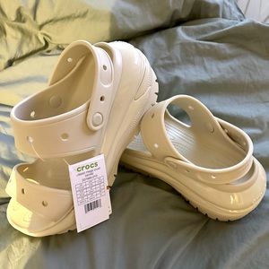 NWT Crocs Mega Crush Sandals bone